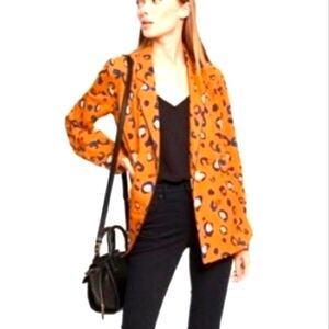 3.1 Phillip Lim X Target Orange Blazer Animal Leopard Print Long Sleeve Sz XS